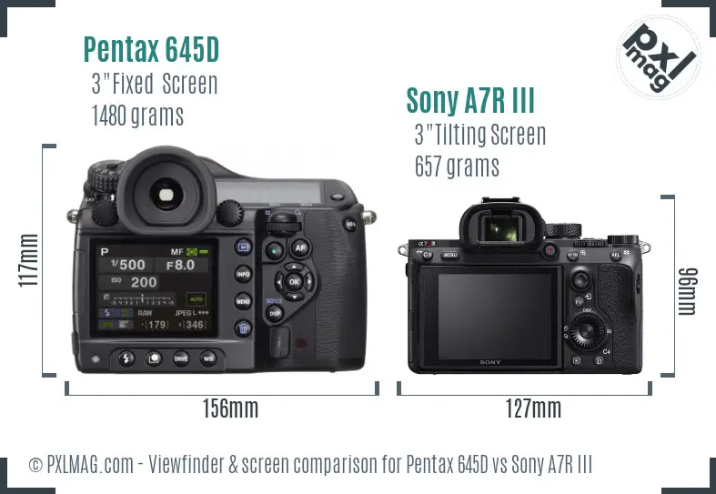 Pentax 645D vs Sony A7R III Screen and Viewfinder comparison Pentax 645D vs Sony A7R III Screen and Viewfinder comparison