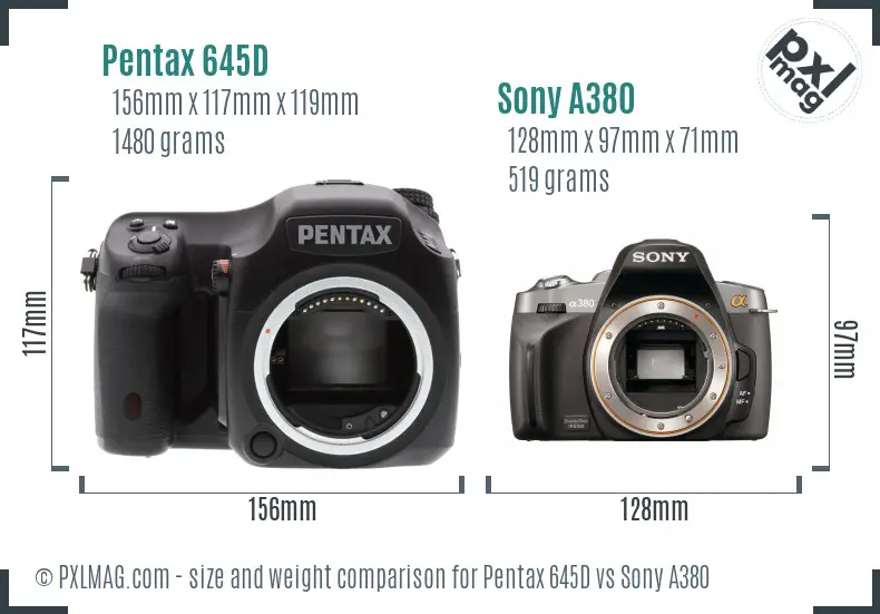 Pentax 645D vs Sony A380 size comparison