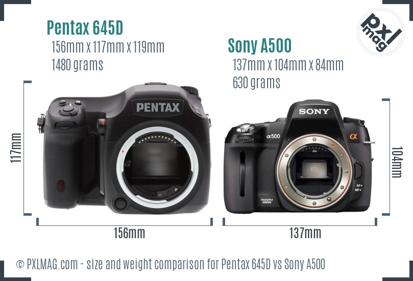 Pentax 645D vs Sony A500 size comparison Pentax 645D vs Sony A500 size comparison