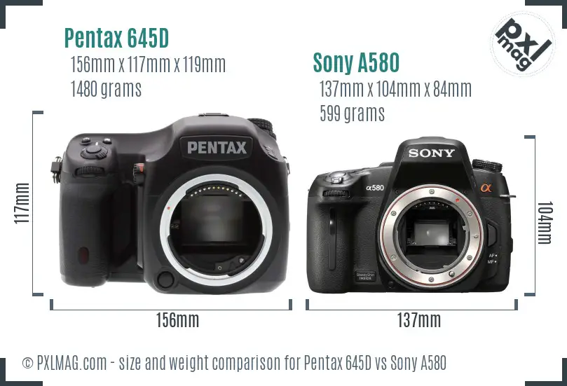 Pentax 645D vs Sony A580 size comparison Pentax 645D vs Sony A580 size comparison