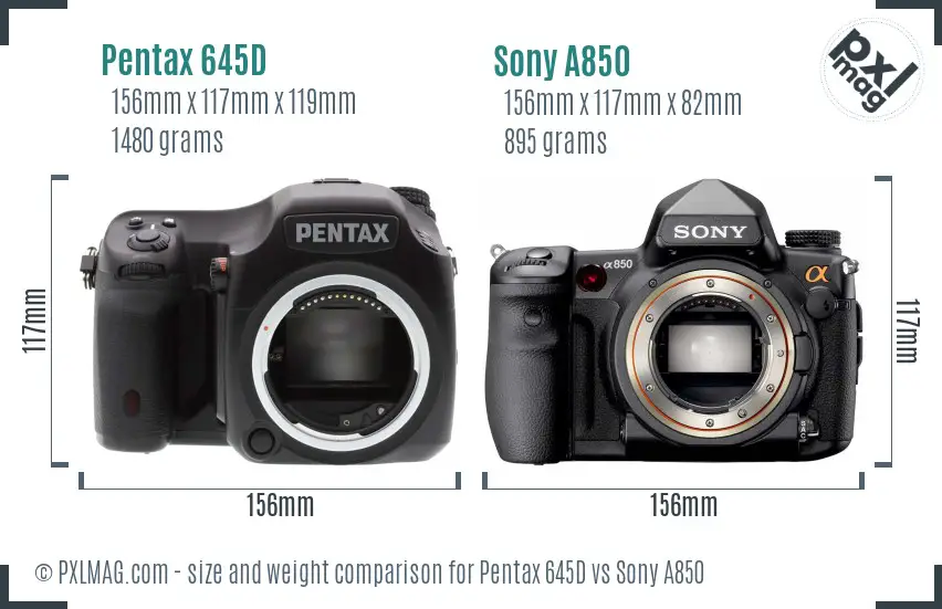 Pentax 645D vs Sony A850 size comparison Pentax 645D vs Sony A850 size comparison