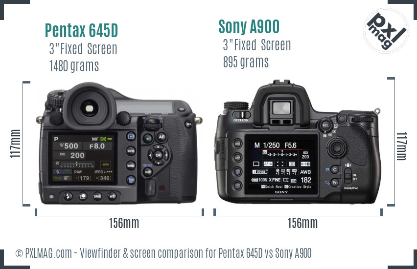 Pentax 645D vs Sony A900 Screen and Viewfinder comparison