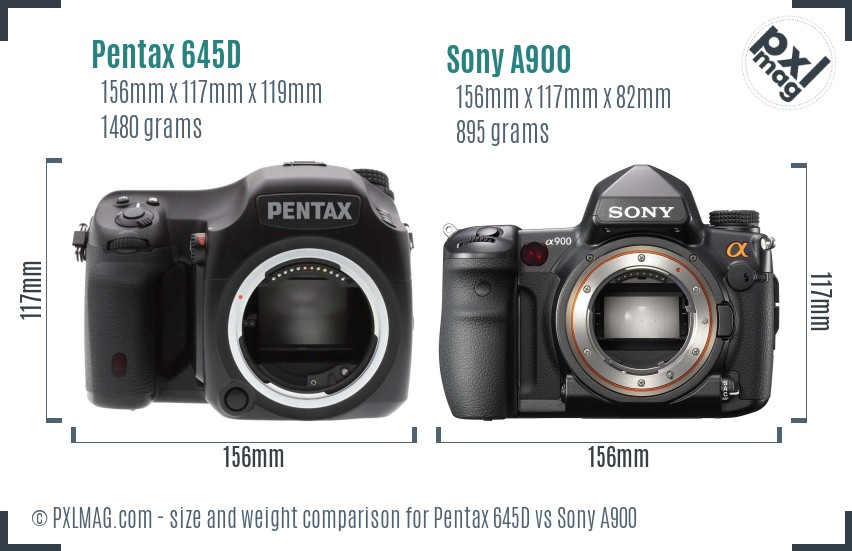 Pentax 645D vs Sony A900 size comparison