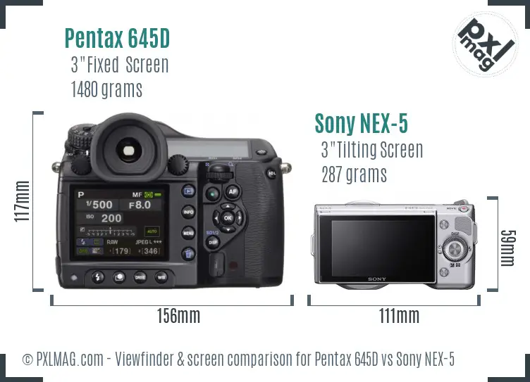 Pentax 645D vs Sony NEX-5 Screen and Viewfinder comparison