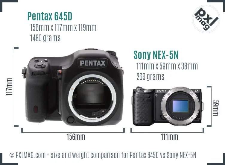Pentax 645D vs Sony NEX-5N size comparison Pentax 645D vs Sony NEX-5N size comparison