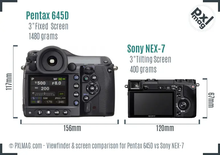 Pentax 645D vs Sony NEX-7 Screen and Viewfinder comparison