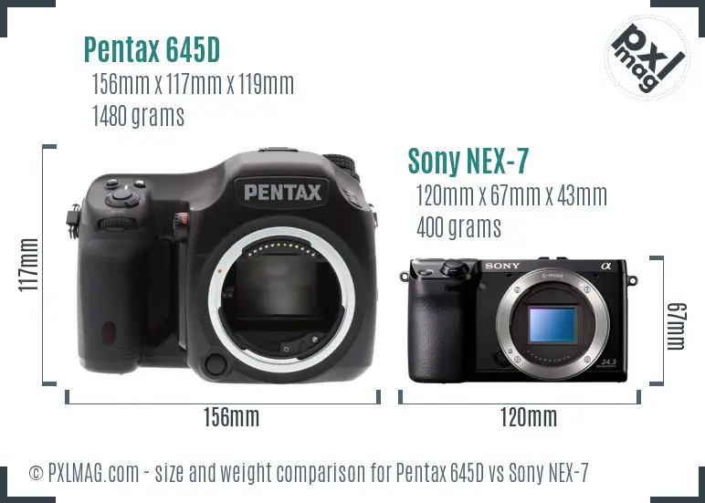 Pentax 645D vs Sony NEX-7 size comparison