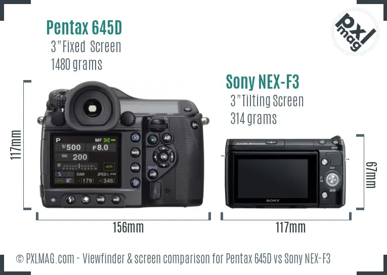 Pentax 645D vs Sony NEX-F3 Screen and Viewfinder comparison