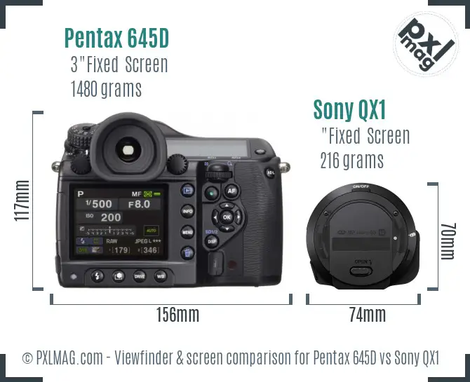 Pentax 645D vs Sony QX1 Screen and Viewfinder comparison Pentax 645D vs Sony QX1 Screen and Viewfinder comparison