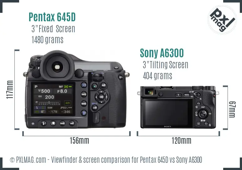 Pentax 645D vs Sony A6300 Screen and Viewfinder comparison