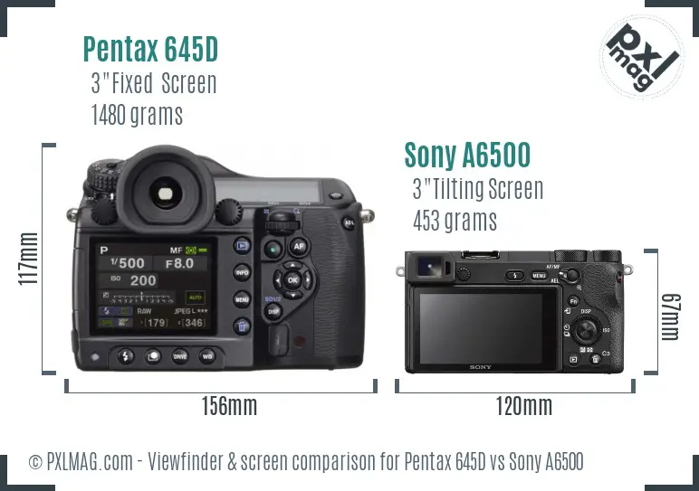 Pentax 645D vs Sony A6500 Screen and Viewfinder comparison