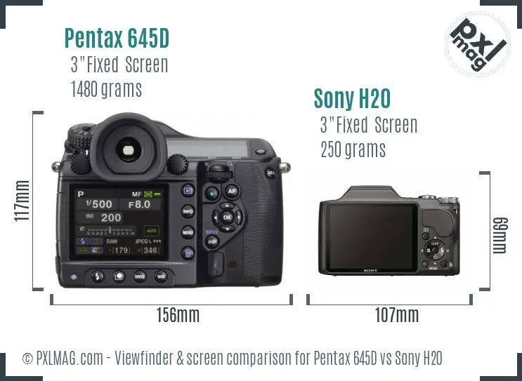 Pentax 645D vs Sony H20 Screen and Viewfinder comparison