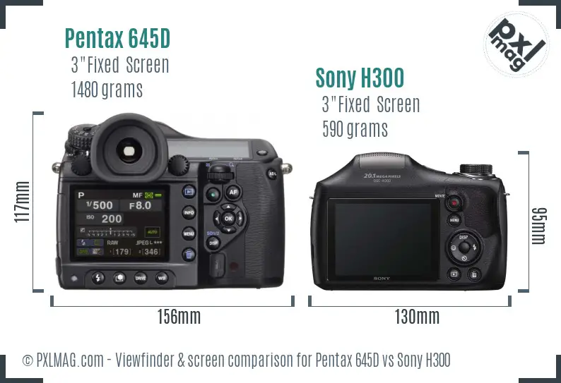 Pentax 645D vs Sony H300 Screen and Viewfinder comparison