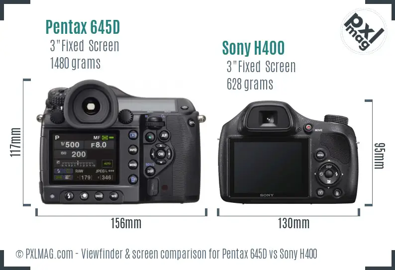 Pentax 645D vs Sony H400 Screen and Viewfinder comparison