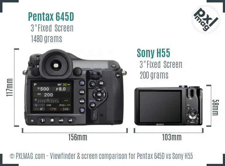 Pentax 645D vs Sony H55 Screen and Viewfinder comparison