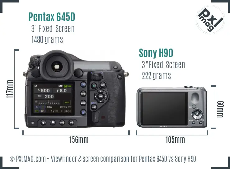 Pentax 645D vs Sony H90 Screen and Viewfinder comparison Pentax 645D vs Sony H90 Screen and Viewfinder comparison