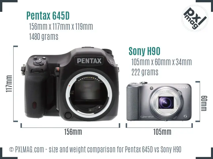 Pentax 645D vs Sony H90 size comparison Pentax 645D vs Sony H90 size comparison