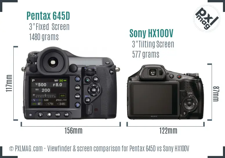 Pentax 645D vs Sony HX100V Screen and Viewfinder comparison