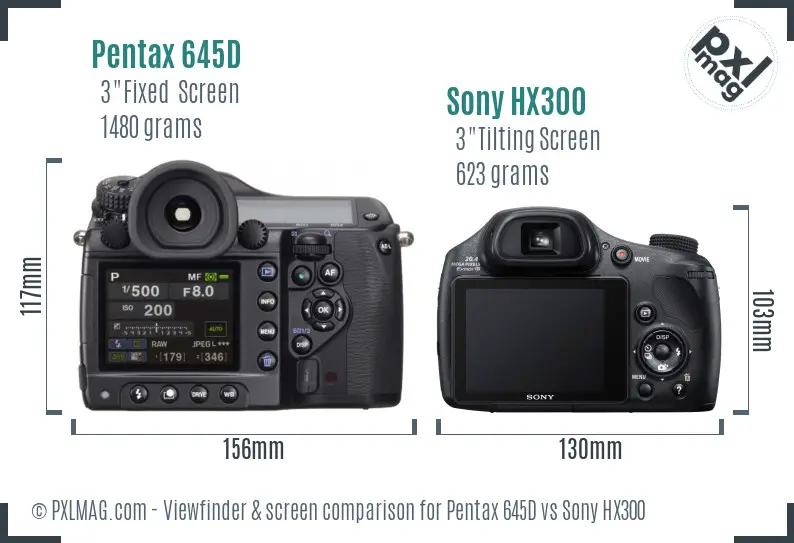 Pentax 645D vs Sony HX300 Screen and Viewfinder comparison