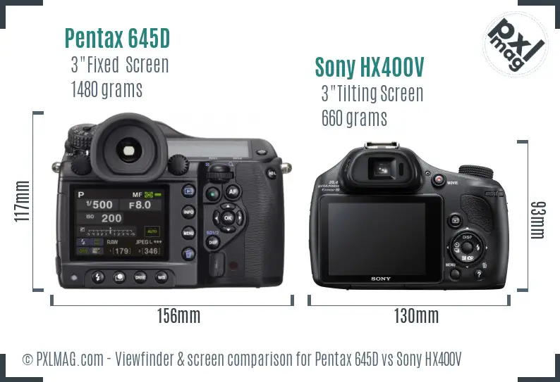 Pentax 645D vs Sony HX400V Screen and Viewfinder comparison