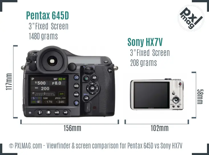 Pentax 645D vs Sony HX7V Screen and Viewfinder comparison