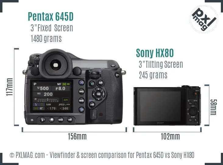 Pentax 645D vs Sony HX80 Screen and Viewfinder comparison