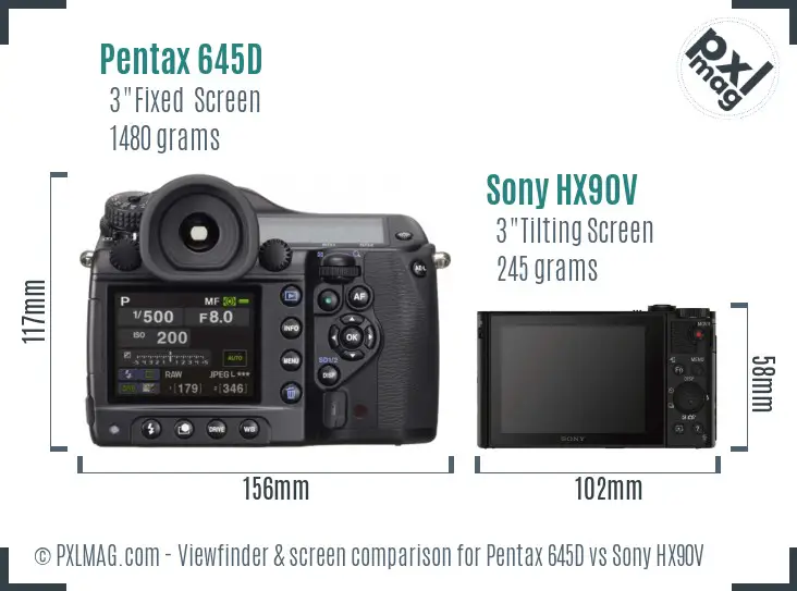 Pentax 645D vs Sony HX90V Screen and Viewfinder comparison