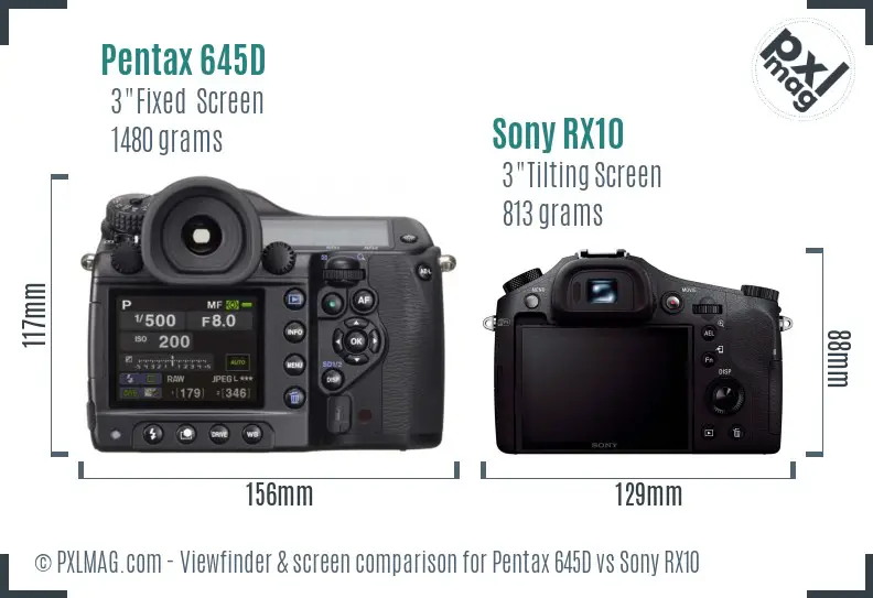 Pentax 645D vs Sony RX10 Screen and Viewfinder comparison