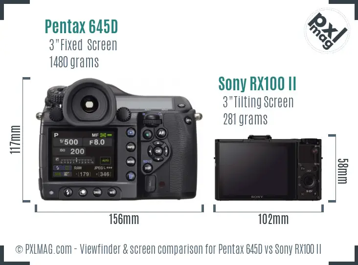 Pentax 645D vs Sony RX100 II Screen and Viewfinder comparison