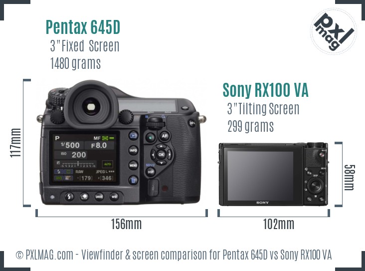 Pentax 645D vs Sony RX100 VA Screen and Viewfinder comparison
