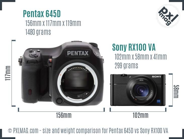 Pentax 645D vs Sony RX100 VA size comparison