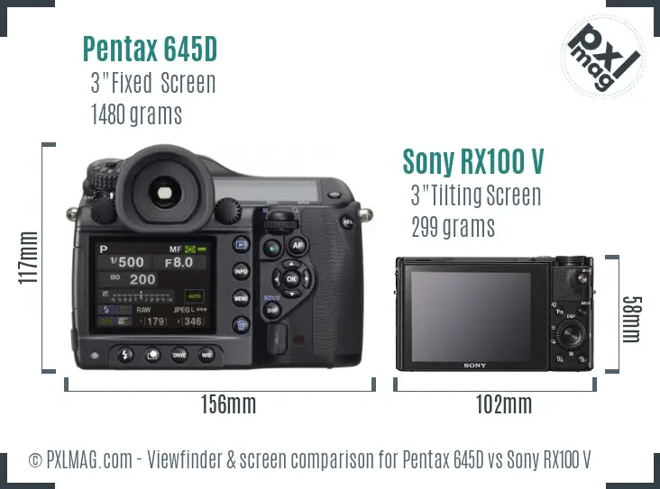 Pentax 645D vs Sony RX100 V Screen and Viewfinder comparison