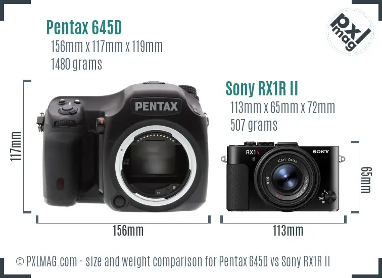 Pentax 645D vs Sony RX1R II size comparison Pentax 645D vs Sony RX1R II size comparison