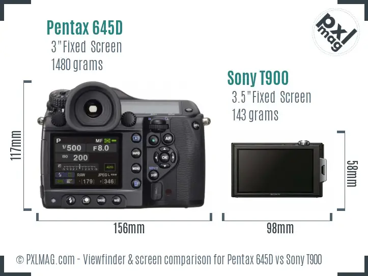 Pentax 645D vs Sony T900 Screen and Viewfinder comparison