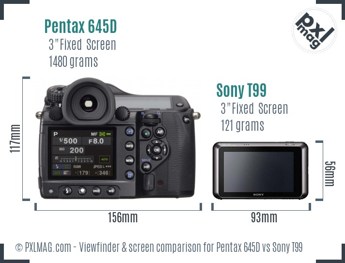 Pentax 645D vs Sony T99 Screen and Viewfinder comparison