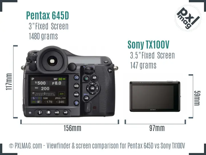 Pentax 645D vs Sony TX100V Screen and Viewfinder comparison Pentax 645D vs Sony TX100V Screen and Viewfinder comparison