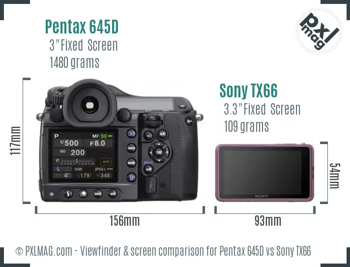 Pentax 645D vs Sony TX66 Screen and Viewfinder comparison