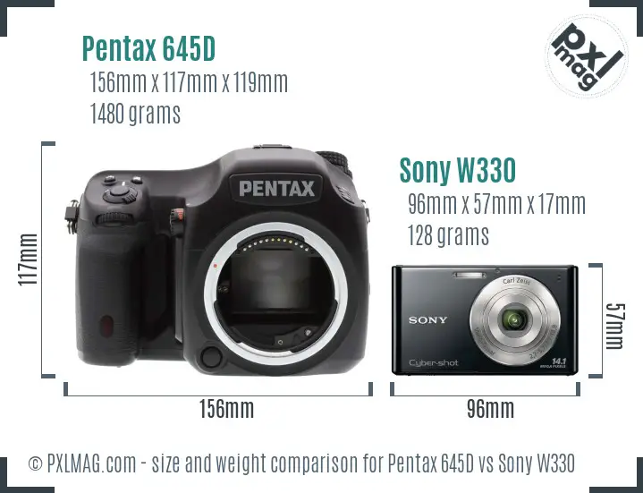 Pentax 645D vs Sony W330 size comparison Pentax 645D vs Sony W330 size comparison