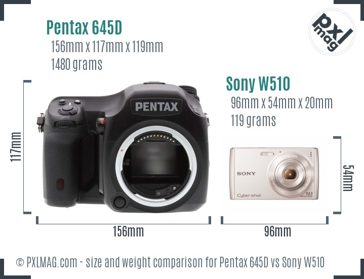 Pentax 645D vs Sony W510 size comparison Pentax 645D vs Sony W510 size comparison