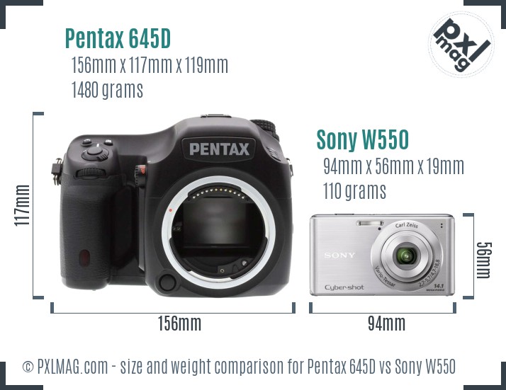 Pentax 645D vs Sony W550 size comparison Pentax 645D vs Sony W550 size comparison