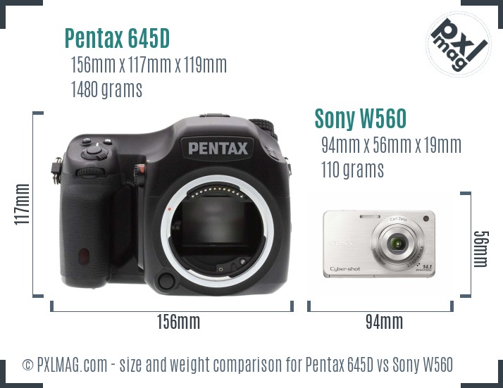 Pentax 645D vs Sony W560 size comparison