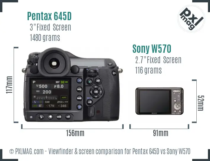 Pentax 645D vs Sony W570 Screen and Viewfinder comparison