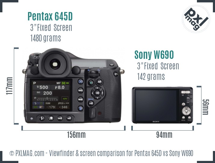 Pentax 645D vs Sony W690 Screen and Viewfinder comparison