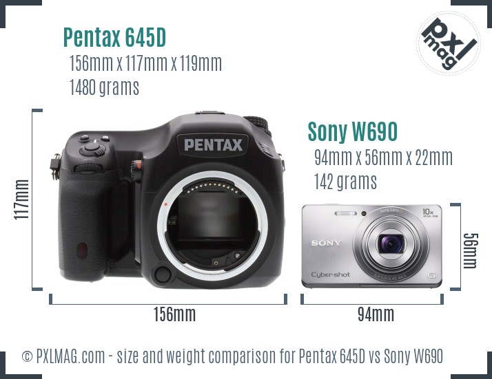 Pentax 645D vs Sony W690 size comparison Pentax 645D vs Sony W690 size comparison