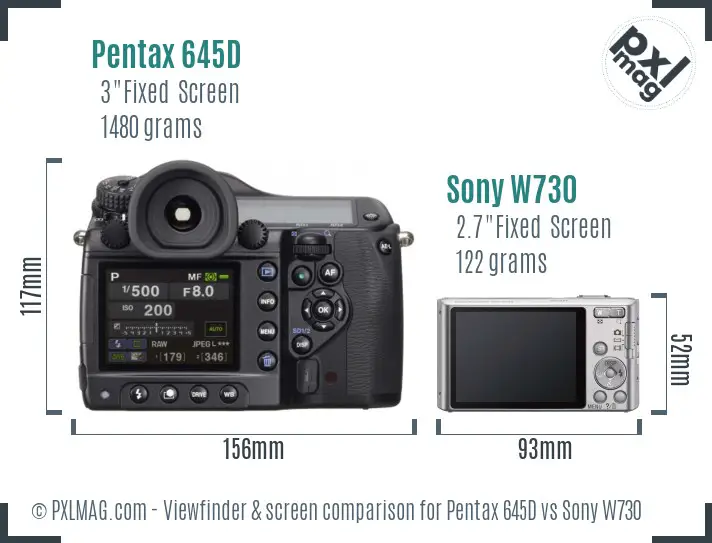 Pentax 645D vs Sony W730 Screen and Viewfinder comparison