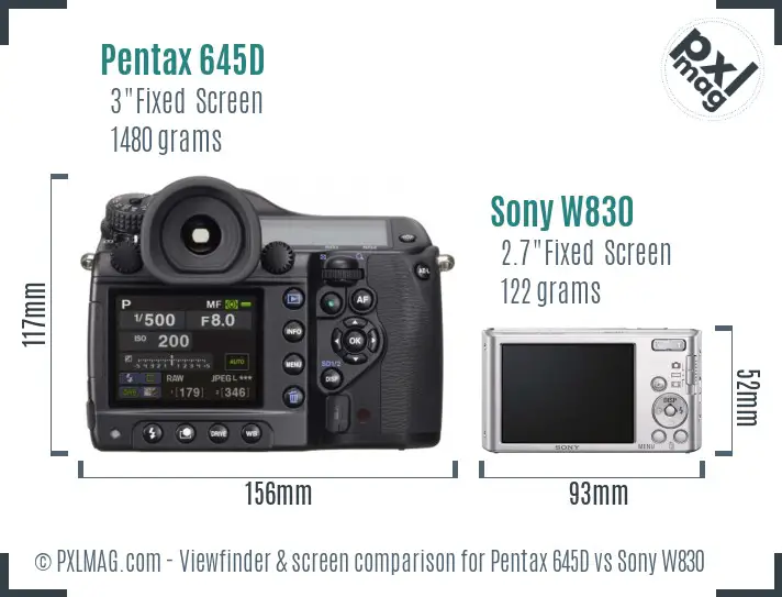 Pentax 645D vs Sony W830 Screen and Viewfinder comparison Pentax 645D vs Sony W830 Screen and Viewfinder comparison