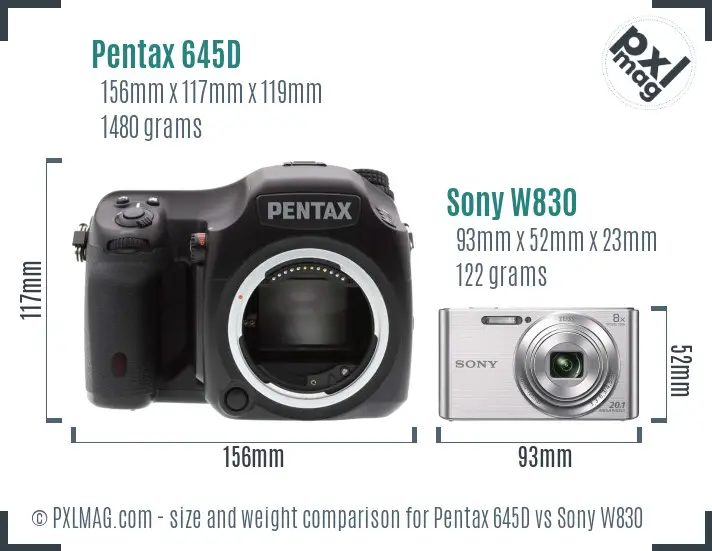 Pentax 645D vs Sony W830 size comparison Pentax 645D vs Sony W830 size comparison