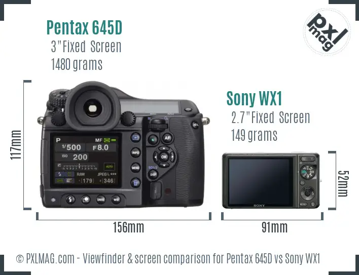 Pentax 645D vs Sony WX1 Screen and Viewfinder comparison