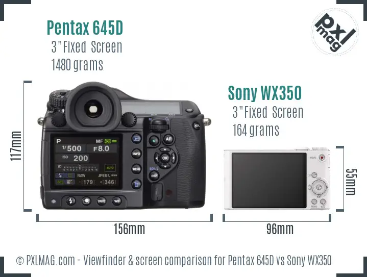 Pentax 645D vs Sony WX350 Screen and Viewfinder comparison