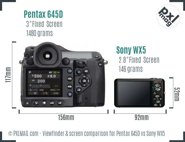 Pentax 645D vs Sony WX5 Screen and Viewfinder comparison